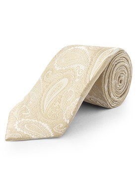  Gold Paisley Jacquard Tie and Pocket Square Set