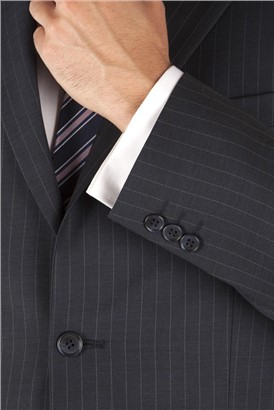  Blue Sharkskin Stripe Regular Fit Suit Jacket