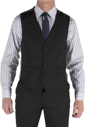  Plain Black Twill Suit Waistcoat