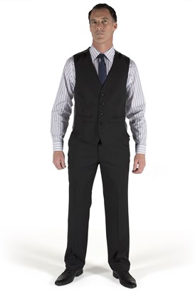  Plain Black Twill Suit Waistcoat