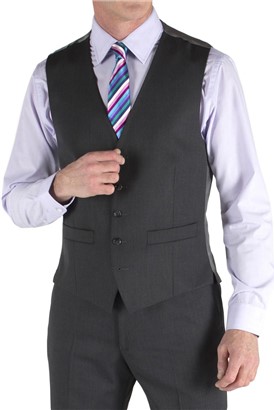  Plain Charcoal Twill Suit Waistcoat