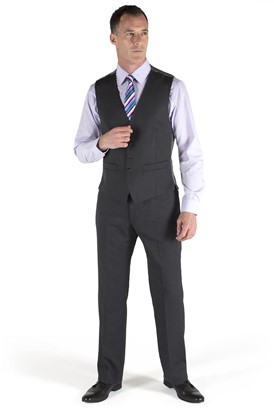  Plain Charcoal Twill Suit Waistcoat