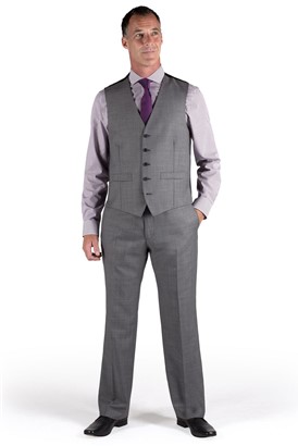  Charcoal Sharkskin Regular Fit Waistcoat