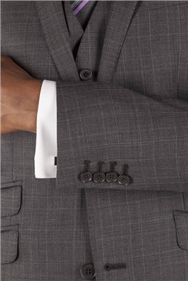  Grey Check Wool Suit Jacket