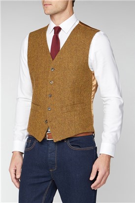  Gold and Brown Herringbone Waistcoat