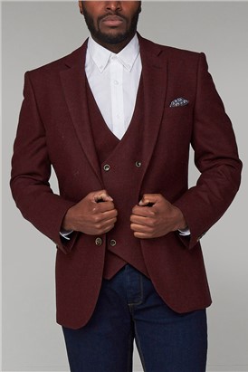  Burgundy Plain Waistcoat