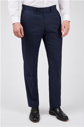  Tailored Fit Ink Blue Sharkskin Trousers