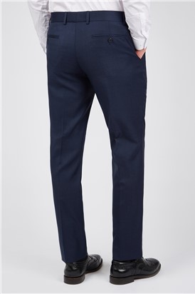  Tailored Fit Ink Blue Sharkskin Trousers