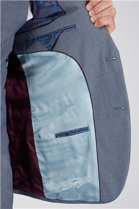  Tailored Fit Light Blue Sharkskin Waistcoat