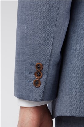  Tailored Fit Light Blue Sharkskin Waistcoat