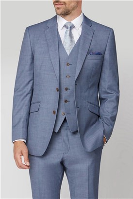  Tailored Fit Light Blue Sharkskin Trousers