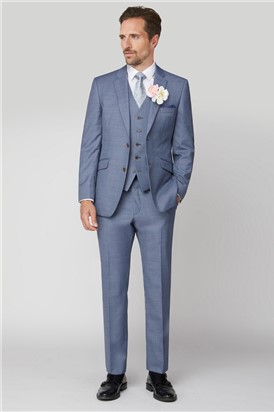  Tailored Fit Light Blue Sharkskin Trousers