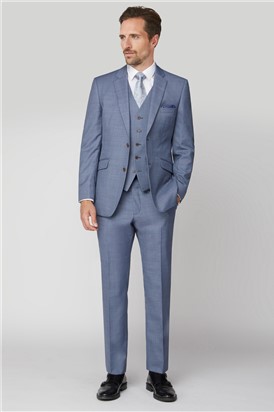  Tailored Fit Light Blue Premier Sharkskin Suit Jacket