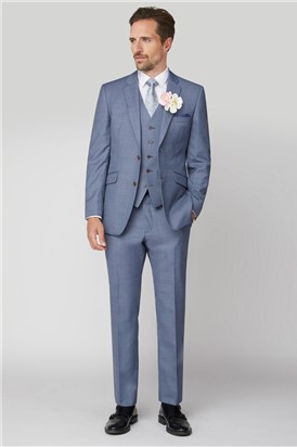  Tailored Fit Light Blue Premier Sharkskin Suit Jacket