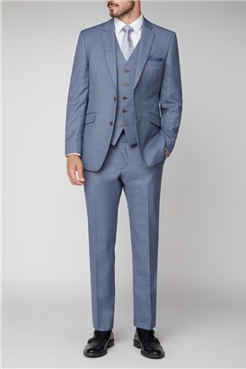  Tailored Fit Light Blue Sharkskin Trousers
