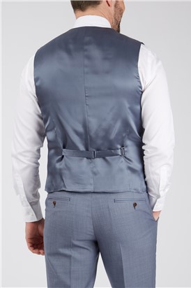  Tailored Fit Light Blue Sharkskin Waistcoat