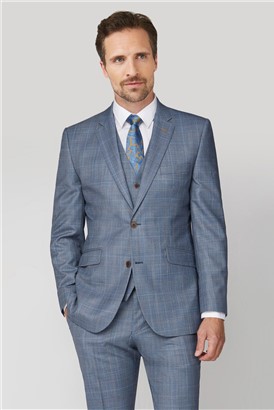  Tailored Fit Light Blue Sharkskin Waistcoat