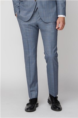  Regular Fit Light Blue Sharkskin Trousers