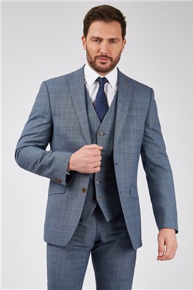  Tailored Fit Light Blue Sharkskin Suit