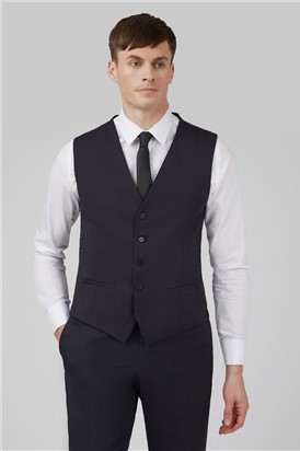  Navy Twill Slim Waistcoat