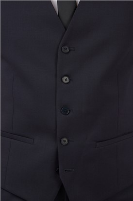  Navy Twill Slim Waistcoat