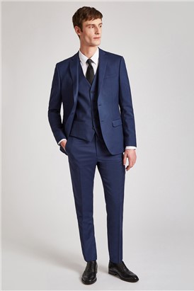  Slim Fit Blue Twill Suit Jacket