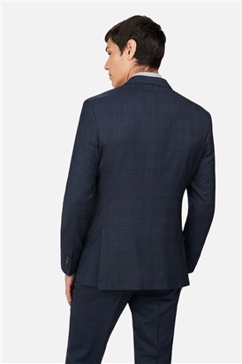  Slim Fit Navy Tonal Check Suit Jacket