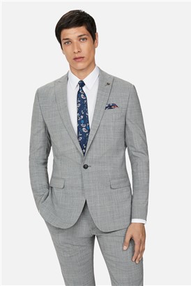  Slim Fit Grey Crosshatch Jacket