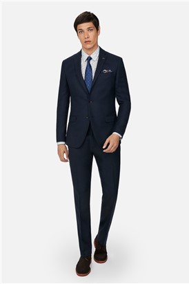  Slim Fit Navy Texture Suit Trousers