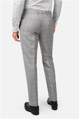  Slim Fit Light Grey Blue Check Suit Trousers