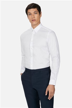  White Texture Slim Fit Shirt