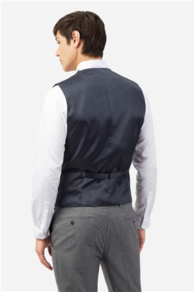  Grey Blue Textured Slim Waistcoat