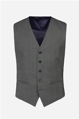  Grey Blue Textured Slim Waistcoat