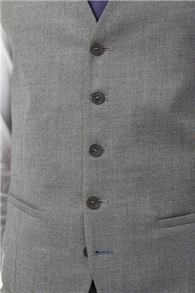  Grey Blue Textured Slim Waistcoat