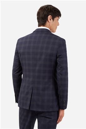  Slim Fit Navy Rust Check Suit Jacket