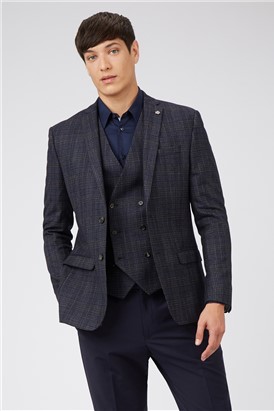  Navy Berry Fleck Check Jacket