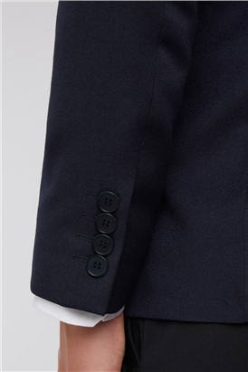  Slim Fit Navy Crepe Flock Jacket