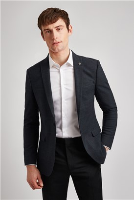  Slim Fit Navy Fleck Tonal Check Jacket