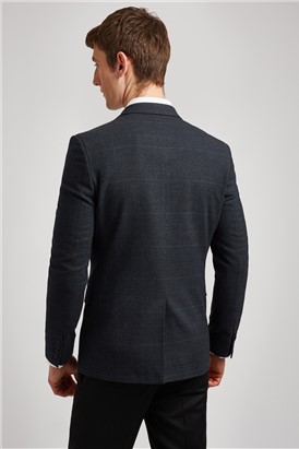  Slim Fit Navy Fleck Tonal Check Jacket