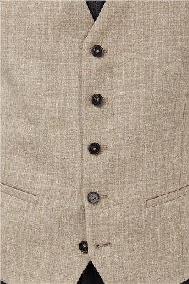  Oatmeal Summer Linen Slim Waistcoat