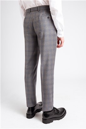  Regular Fit Grey With Light Blue Check Trousers