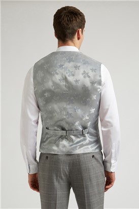  Brushed Grey Prince of Wales Check Waistcoat