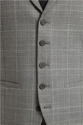  Brushed Grey Prince of Wales Check Waistcoat