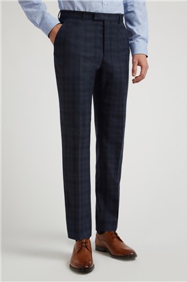  Navy Tonal Check Trousers