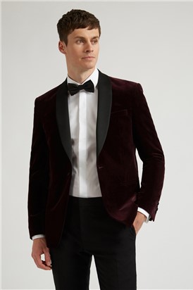  Merlot Velvet Slim Fit Jacket