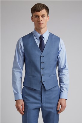  Smoke Blue Pick and Pick Slim Waistcoat