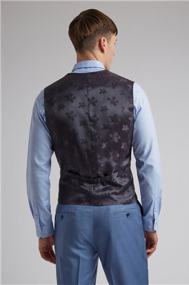  Smoke Blue Pick and Pick Slim Waistcoat