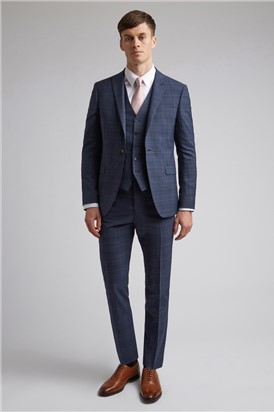  Navy Tonal Check Slim Fit Jacket