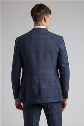  Navy Tonal Check Slim Fit Jacket