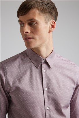  Mauve Textured Dot Slim Fit Shirt